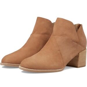 Eileen Fisher Bento Wheat Tumbled Nubuck Leather Ankle Booties 7.5M Round Toe